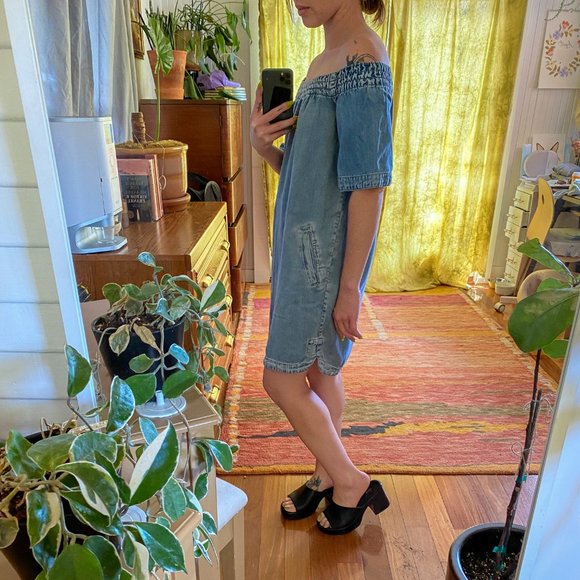 All Saints Blue Zoe Chambray Mini Shift Casual Dress, size S - Picture 6 of 6